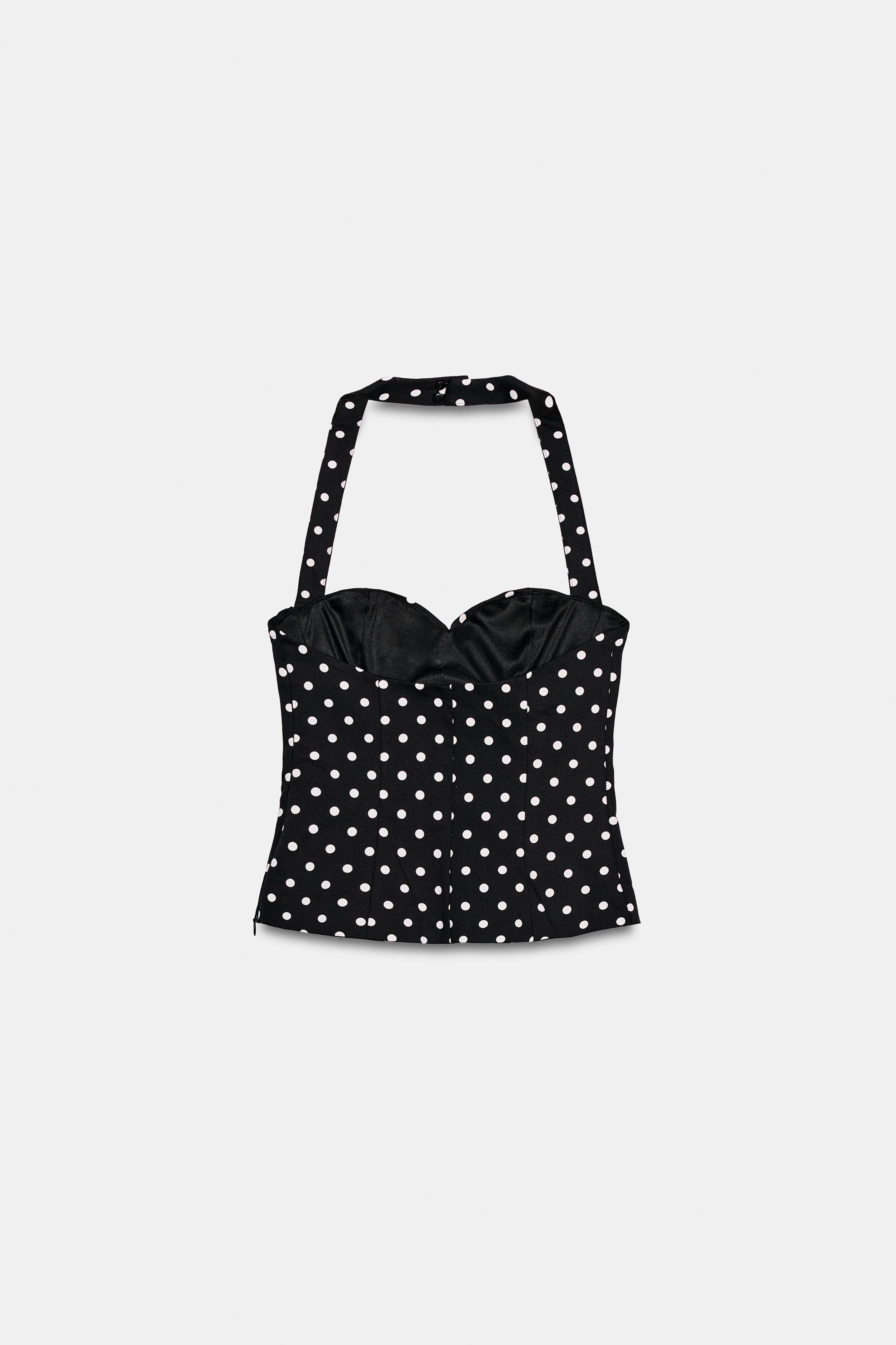 POLKA DOT ROUND NECK HALTER TOP
